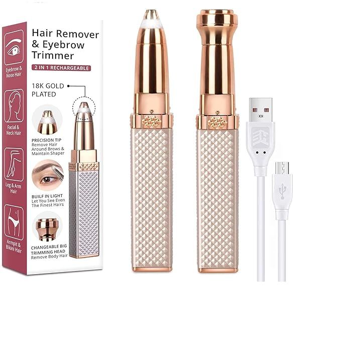 Jugnuu | New 2 in 1 Flawless Facial & Eyebrow Hair Remover – Painless Electric Trimmer for Face, Brows & Body Hair | Rechargeable
